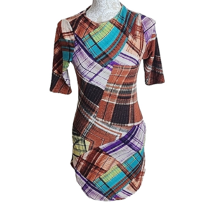 Black Bead patchwork plaid dress, size L